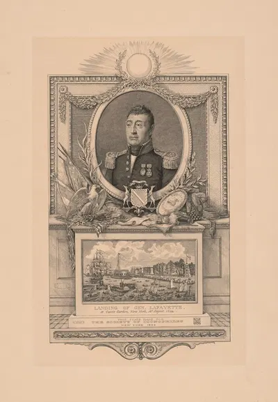 Portrait of General Lafayette and a view of his landing in New York in 1824 by Francis Scott King, 1899 — digital art print…