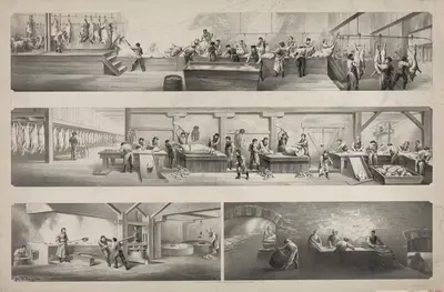 Pork packing in Cincinnati by Henry Farny, 1873 — digital art print download