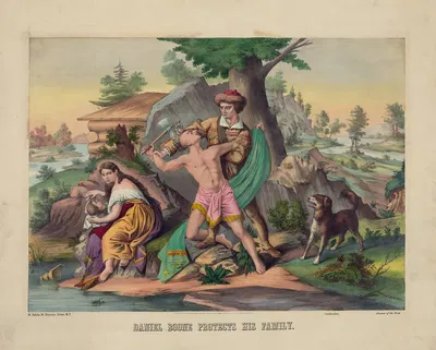 Даниэль Бун защищает свою семью. by Генри Шиле, 1874 — digital art print download