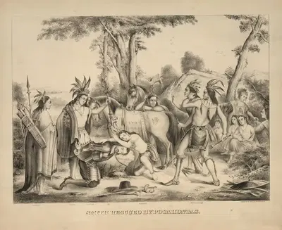 Смит, спасенный Покахонтас by Генри Шиле, 1870-1875 — digital art print download