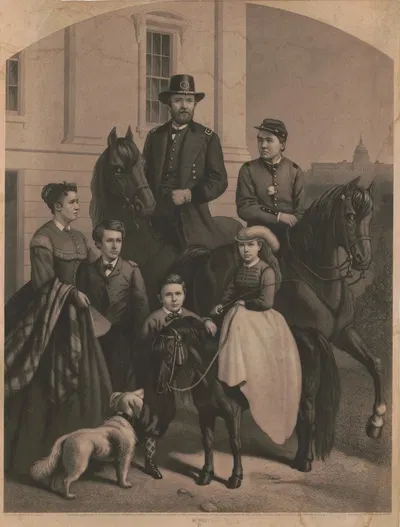 Генерал Грант и его семья by Джон Сартейн, 1868 — digital art print download