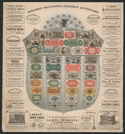 Specimen fractional currency advertiser by John Tanner & Co, 1867 — digital art print download