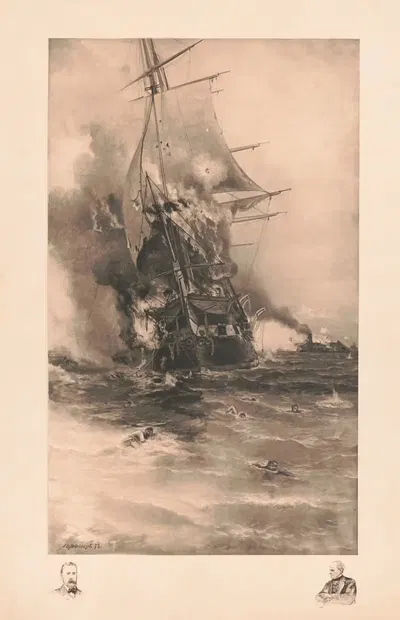 Сожжение 'Конгресса' by Джулиан Оливер Дэвидсон, 1892 — digital art print download