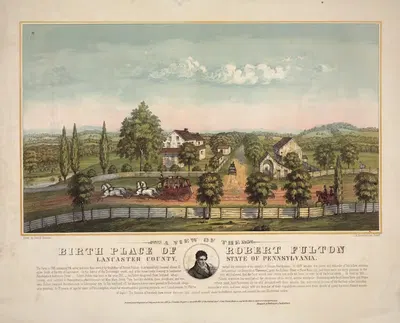 A view of the birth place of Robert Fulton, Lancaster county, state of Pennsylvania by Louis N. Rosenthal — digital art…