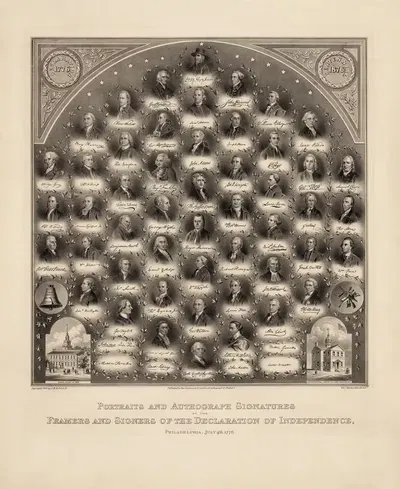 Portraits and autograph signatures of the framers and signers of the Declaration of Independence, Philadelphia, July 4th.…