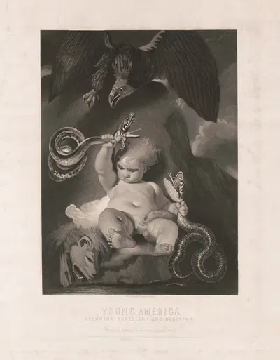 Young American crushing rebellion and sedition by William Sartain, 1864 — digital art print download