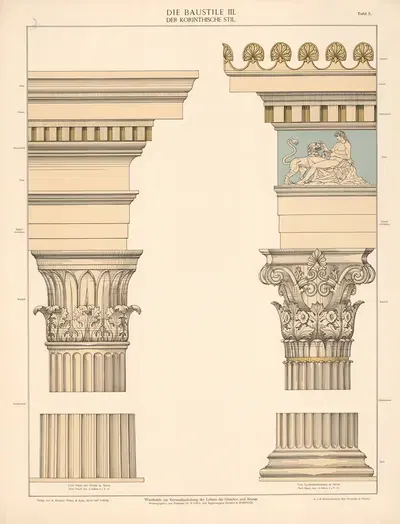 Архитектурные стили III. Коринфский стиль. by А. Пихлерс Витве и сын, 1925 — digital art print download