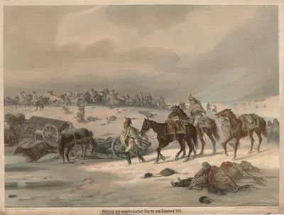 Rückzug des napoleonischen Heeres aus Russland 1812 by Albrecht Adam — digital art print download