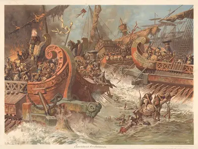 The Battle of Salamis by Anton Hoffmann, 1920 — digital art print download