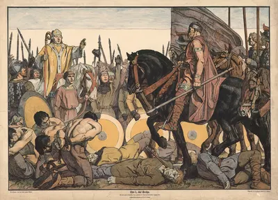 Otto I, der Grosse. Otto wird nach der Schlacht auf dem Leckfelde als 'Vater des Vaterlandes' begrüsst. (955) by Arthur…