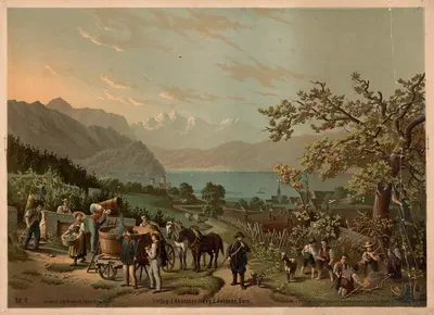 Пейзаж с людьми by Бернхард Фрёлих, 1881 — digital art print download