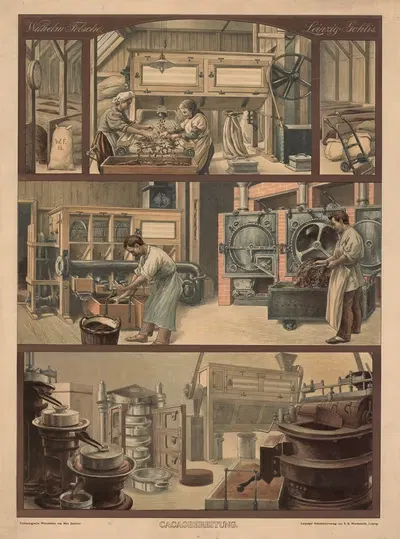 Kakaobereitung by Bruno Héroux, 1910 — digital art print download