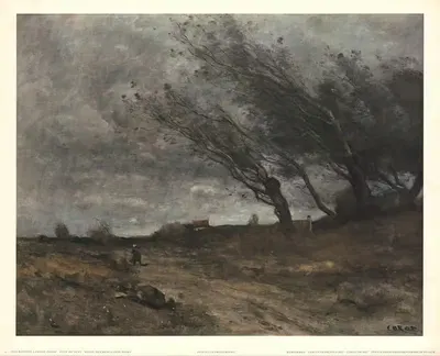 Жан-Батист Камиль Коро. Ветер by Керкль Франсэ д'Ар, 1952 — digital art print download