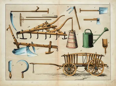 Agricultural tools by D. Englert, 1867 — digital art print download
