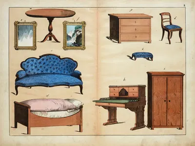Room, furnishings by D. Englert, 1867 — digital art print download