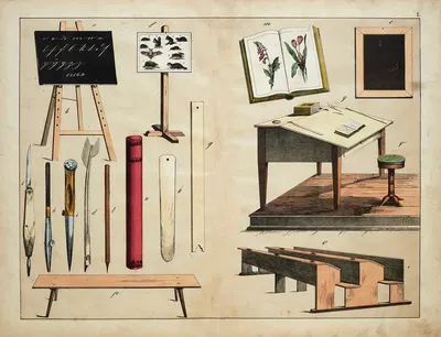 Schoolroom, furnishings by D. Englert, 1867 — digital art print download