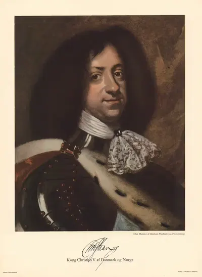 King Christian V of Denmark and Norway (after Abraham Wuchters) by F.E. Bording, 1944 — digital art print download
