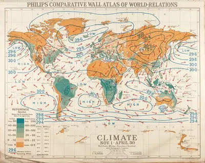 World-Relations – Climate – November 1 – April 30. Northern winter, Southern summer by George Philip & Son, 1916 — digital…