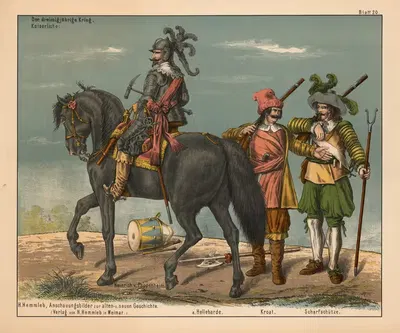 Der dreissigjährige Krieg. Kaiserliche. Heinrich v. Pappenheim. Kroat, Scharfschütze by H. Hemmleb, 1880 — digital art…