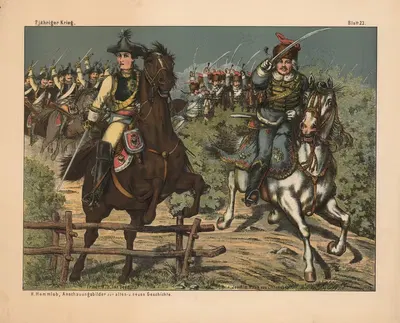 7 jähriger Krieg. Friedr. Wilh. von Seydlitz. Joachim Hans von Zithen by H. Hemmleb, 1880 — digital art print download