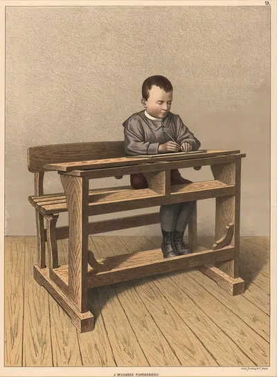 School desk by J. Muusses, 1910 — digital art print download