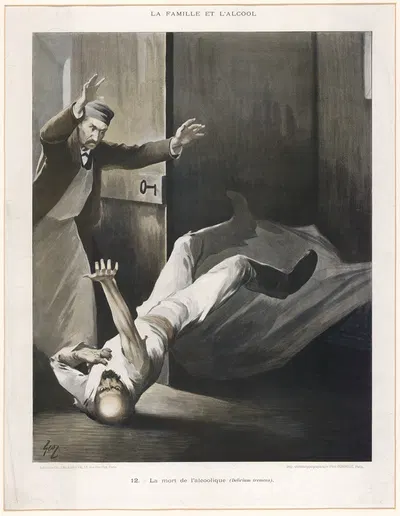 La mort de l'alcoolique (delirium tremens) by Jean Geoffroy, 1914 — digital art print download