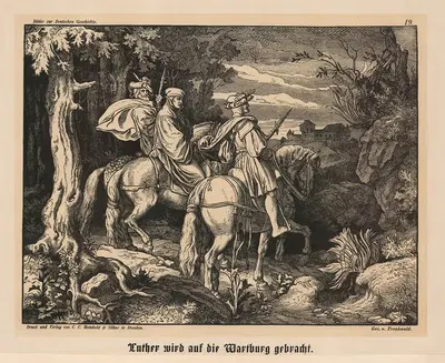 Luther wird auf die Wartburg gebracht by Joseph Mathias von Trenkwald — digital art print download