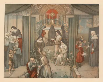 Монашеская жизнь, монахини by Иосиф Рейх, 1911 — digital art print download