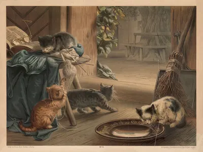 Kittens by Otto Speckter, 1880 — digital art print download