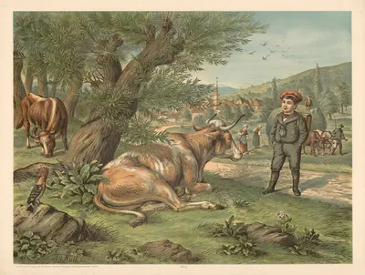 Child and ox by Otto Speckter, 1880 — digital art print download