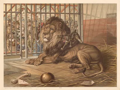 Lion and dog by Otto Speckter, 1880 — digital art print download