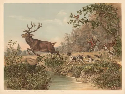 Red deer by Otto Speckter, 1880 — digital art print download