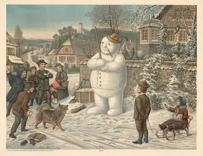 Snowman by Otto Speckter, 1880 — digital art print download