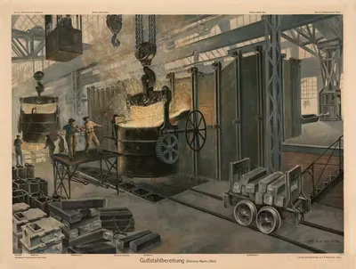 Производство литейной стали. Печь Сименса-Мартена by Отто фон дер Вель, 1910 — digital art print download