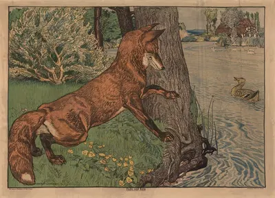 Лиса и утки by Пауль Хорст-Шульце, 1911 — digital art print download