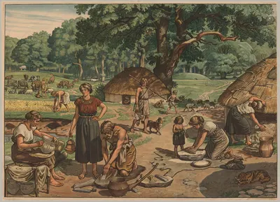 Поселение неолитической эпохи. by Расмус Кристиансен, 1907 — digital art print download