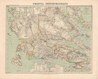 Graecia septentrionalis by Heinrich Kiepert, 1914 — digital art print download