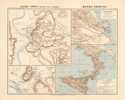 Roma Urbs temporibus liberae reipublicae. Magna Gracia by Heinrich Kiepert, 1914 — digital art print download