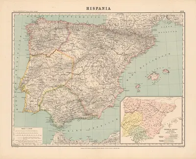 Hispania by Heinrich Kiepert, 1914 — digital art print download