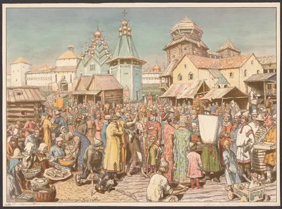 Market in Moscow by Viktor Mikhailovich Vasnetsov — digital art print download