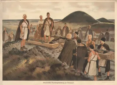 Германское погребение в древесных саркофагах в бронзовом веке by В. Петерсен, 1920 — digital art print download