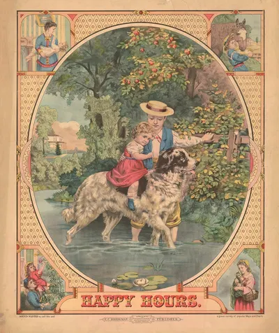 Happy hours by E.C. Bridgman, 1880 — digital art print download
