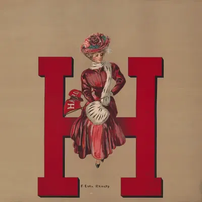 Женщина, сидящая на гигантской букве H by Ф. Эрл Кристи, 1907 — digital art print download