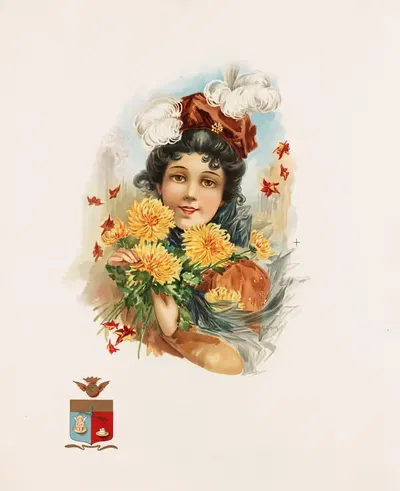 Young woman with yellow chrysanthemums by Katherine Connor, 1861–1897 — digital art print download