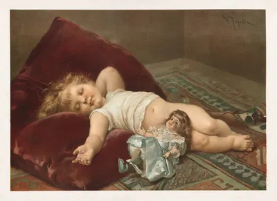 Sleeping baby by Virgilio Tojetti, 1861–1897 — digital art print download