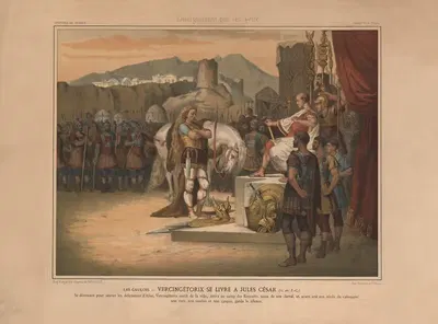The Gauls – Vercingetorix surrenders to Julius Caesar. by Альфонс Мари де Нёвиль — digital art print download