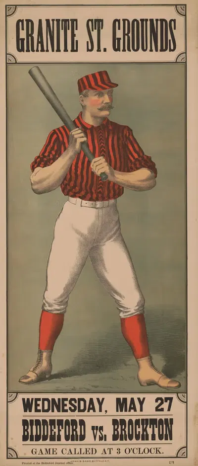 Biddeford vs. Brockton Granite St. grounds, Wednesday, May 27 by Clay & Richmond, 1885 — digital art print download