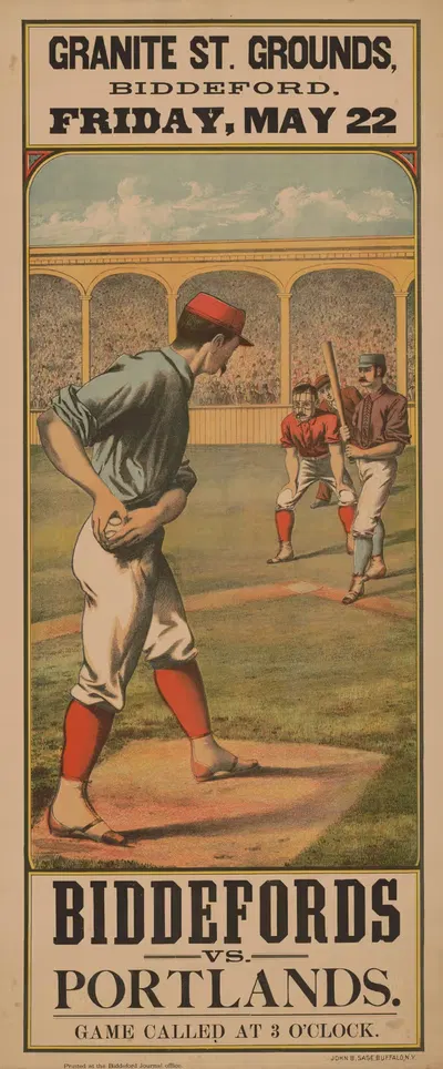 Biddefords vs. Portlands Granite St. grounds, Biddeford, Friday, May 22 by Clay & Richmond, 1885 — digital art print download