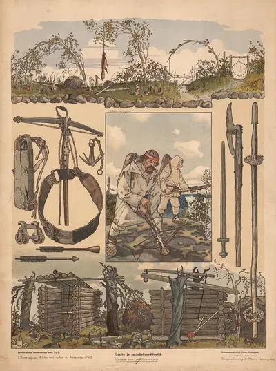 Оружие и охотничье снаряжение by Фредрик Габриэль Оландер, 1910 — digital art print download