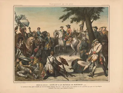 Правление Людовика XV – Людовик XV на битве при Фонтенуа by Гораций Верне, 1745 — digital art print download